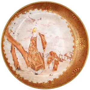 Fine Antique Japanese Kutani Porcelain Charger, Meiji Period. Diameter 36.5 cm