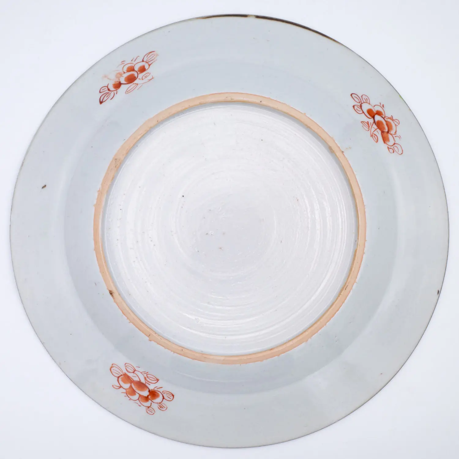 Antique Chinese Clobbered Export Porcelain Dish With Dragons and Butterflies. 18-19th c.