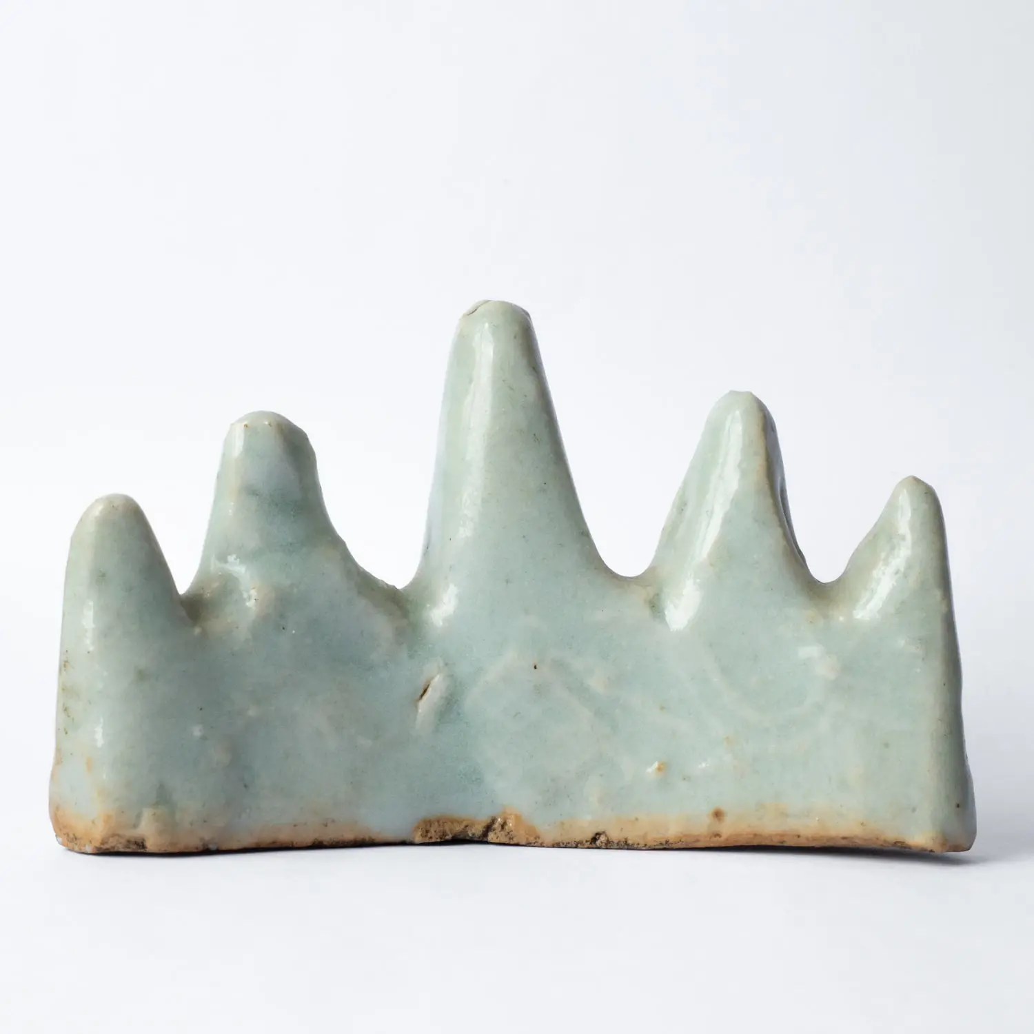 Antique Chinese Celadon Glazed Porcelain Brush Rest. Qing Dynasty Scholar's Object