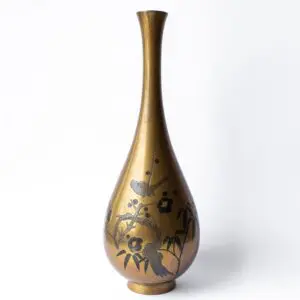 Antique Japanese Mixed Metal Vase by Nogawa Noboru, Signed Hidekuni. Meiji Period