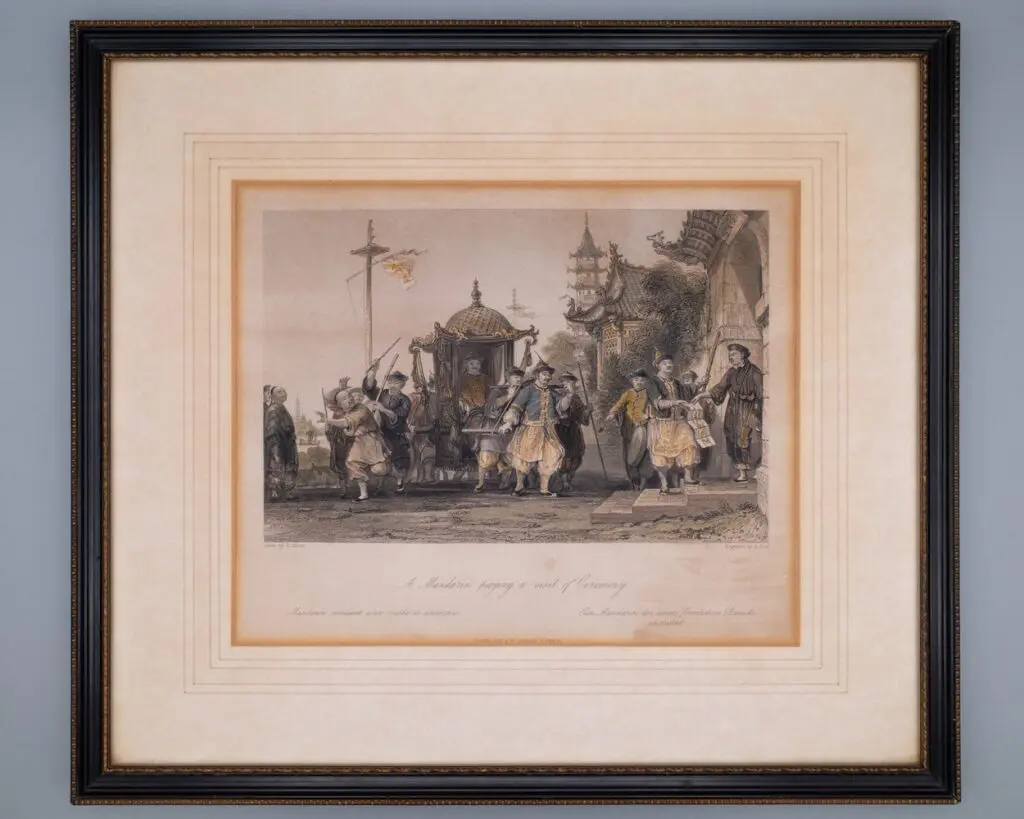 Antique 19th C Engraving by Thomas Allom - A Mandarin Paying a Visit of Ceremony
