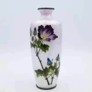Fine Antique Japanese Ginbari Cloisonne Vase With Flowers. Early 20th Century