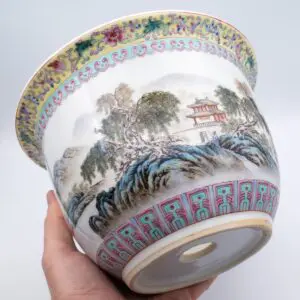 Vintage Chinese Famille Rose Porcelain Plant Pot. 20th Century