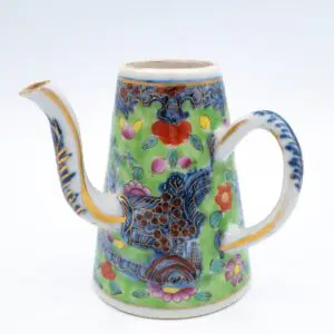 Antique Chinese Clobbered Blue and White Porcelain Chocolate Pot, Qianlong Period