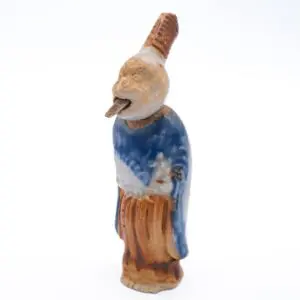 Antique Japanese Hirado Porcelain Monkey Sanbaso Dancer Figurine Meiji Period