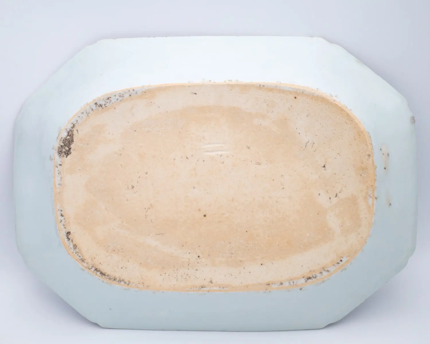 Large Antique Chinese Blue and White Porcelain Octagonal Platter Qianlong Period