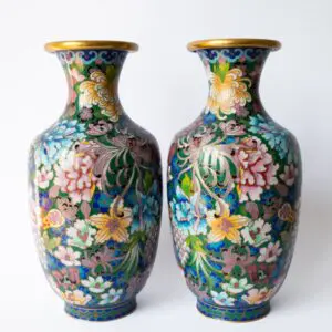 Fine Vintage Chinese Cloisonne Enamelled Thousand Flowers Mille Fleurs Vases