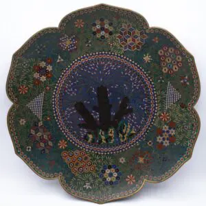 Fine Antique Japanese Cloisonne Enamelled Charger 19th C Edo Early Meiji Era