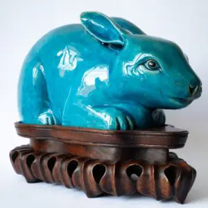 Antique Chinese Turquoise Glazed Rabbit. Late Qing or Republic 20th C