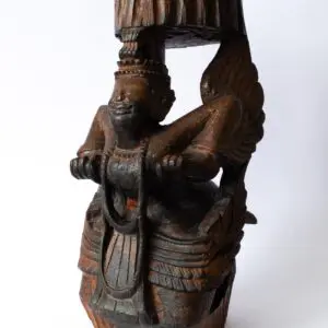 Large Antique Burmese Buddhist Wood Figure of Kinnara. 19th-20th Century