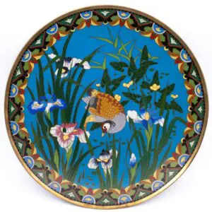Fine Antique Japanese Cloisonne Enamelled Plate Meiji Era Diameter 24.5cm 9.5"
