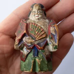 Fine Antique Japanese Polychrome Painted Wooden Toggle of a Noh Actor 19th-20th C