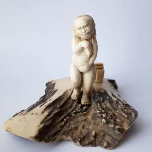 Vintage Indonesian Balinese Demon Stag Antler Figure. Style of The Birth of Venus