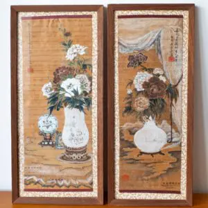 Chinese Vintage Seremban Peranakan Nyonya Straits Gouache Paintings. Early 20th Century