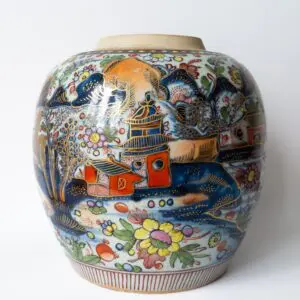 Rare Chinese Antique Clobbered Blue White Ginger Jar 19th Century Qing Dynasty