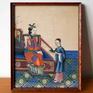 Fine Chinese Antique 19th Century Qing Export Gouache Painting on Pith Paper