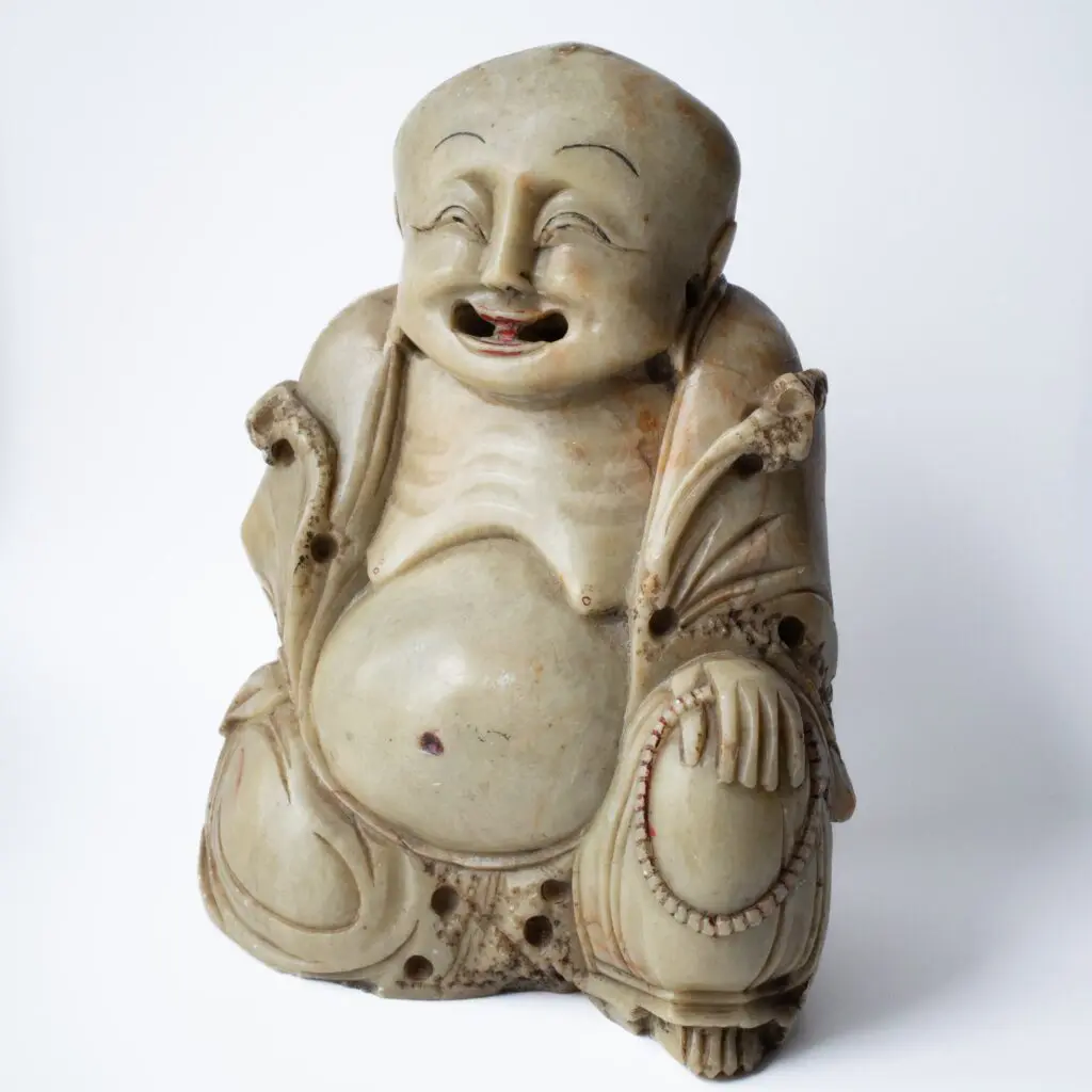 Fine Chinese Antique Soapstone Figure of Budai Pu Tai Late Qing Dynasty 