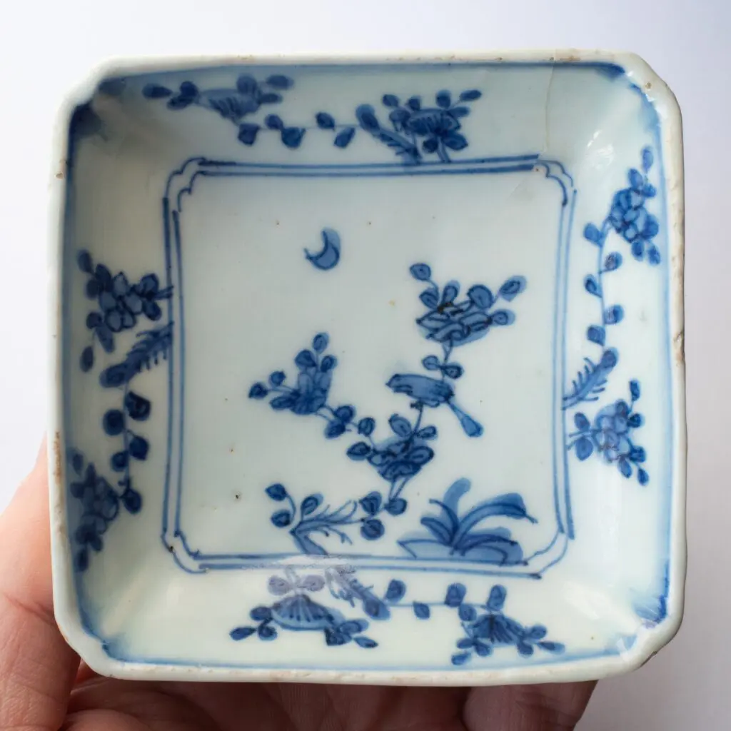 Chinese Antique Blue White Ming Kosometsuke Porcelain Dish For Japanese Market 