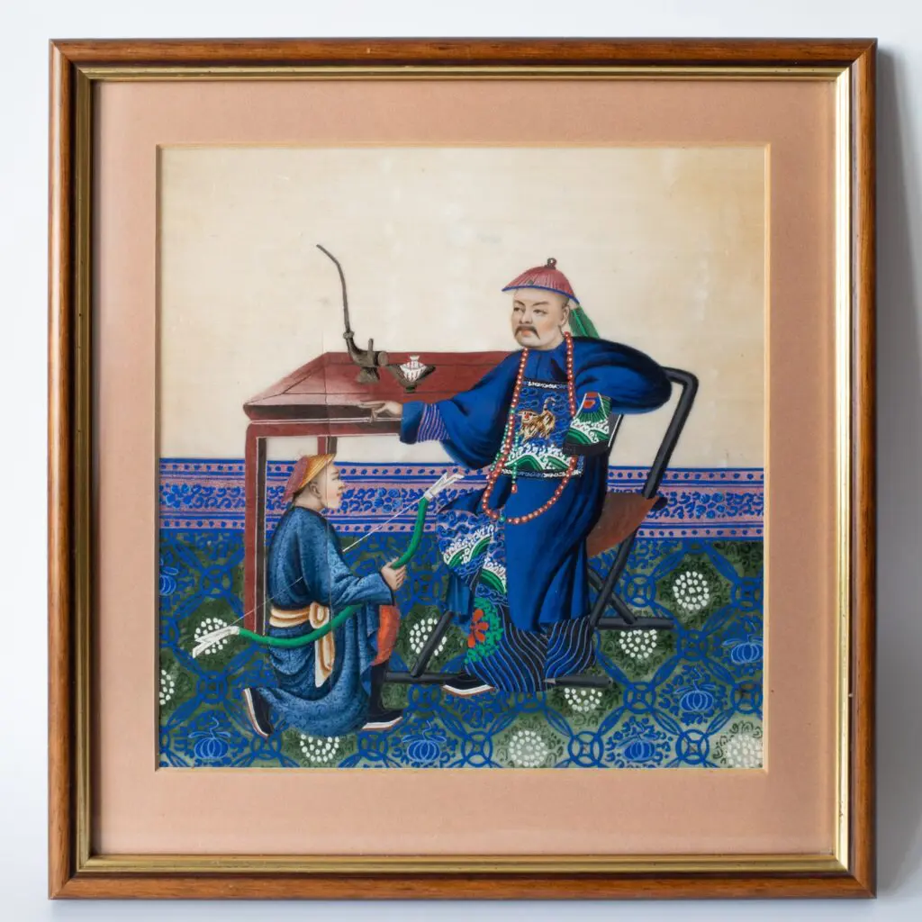 Fine Chinese Antique 19th C Qing Dynasty Export Gouache Painting on Pith Paper 