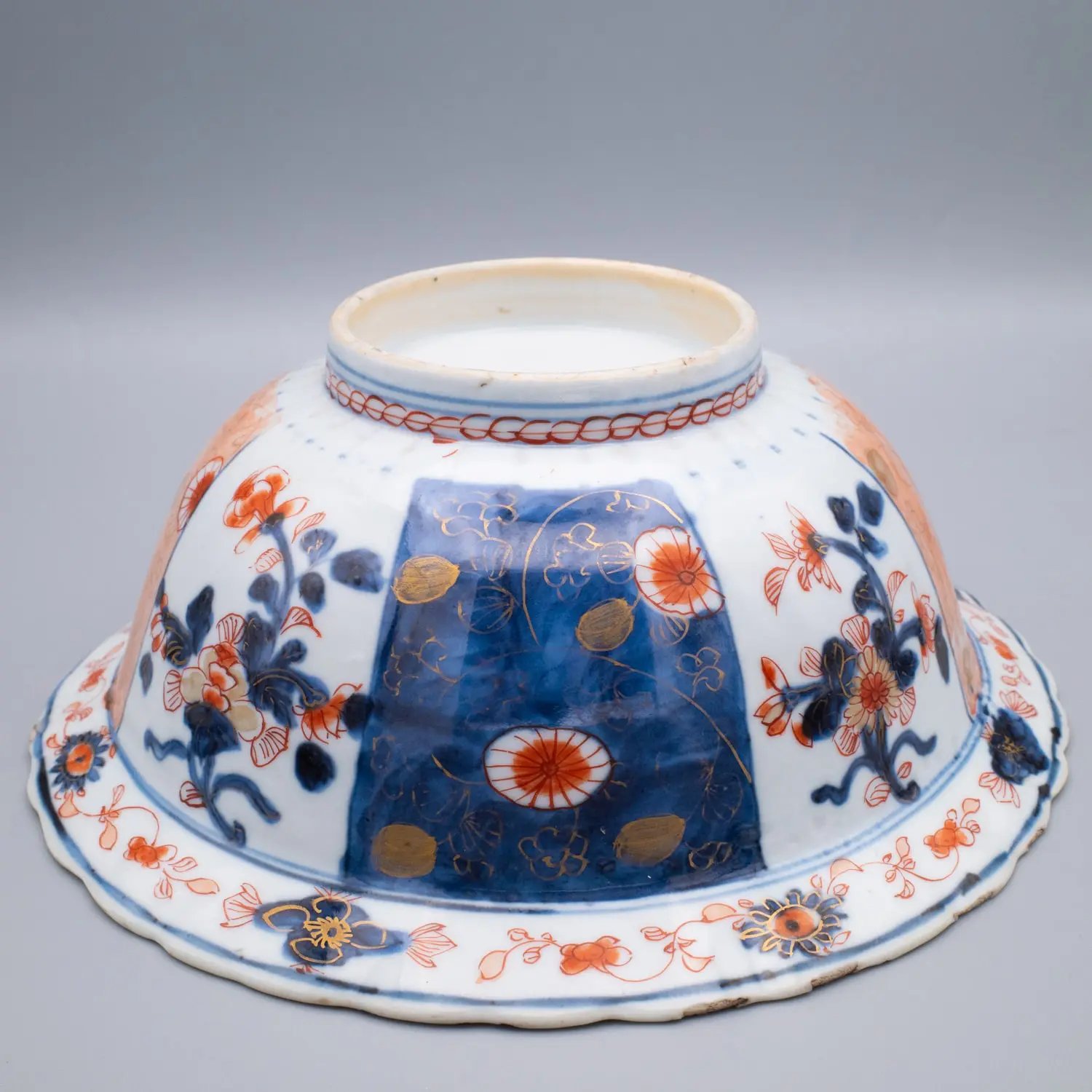 Rare Chinese Antique Kangxi Period Imari Porcelain Klapmuts Bowl 17-18th Century