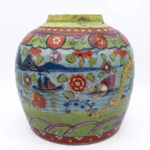 Rare Chinese Antique Clobbered Blue White Ginger Jar 19th Century Qing Dynasty