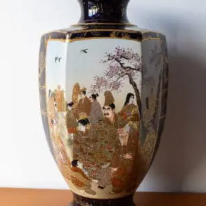 Large Antique Japanese Satsuma Pottery Vase Signed Hattori Meiji Era 37 cm 14.5"