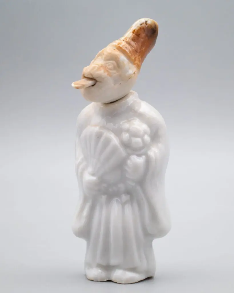 Antique Japanese Hirado Porcelain Monkey Sanbaso Dancer Figurine Meiji Period