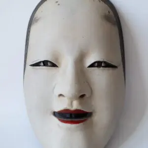 Fine Vintage Japanese Hand Painted Wooden Ko-omote Young Lady Noh Theatre Mask