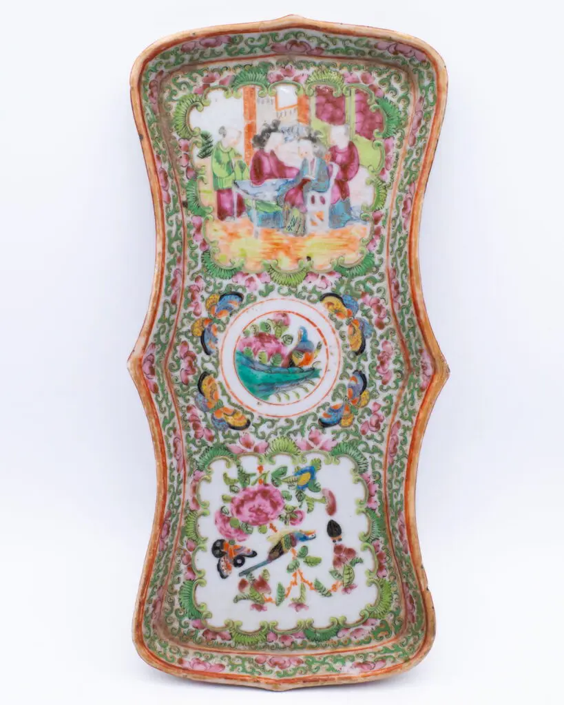 Chinese Antique Canton Famille Rose Medallion Porcelain Tray 19th C Qing Dynasty