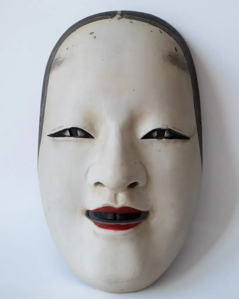 Fine Vintage Japanese Hand Painted Wooden Ko-omote Young Lady Noh Theatre Mask