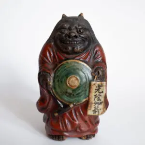 Antique Japanese Ceramic Figure of Oni No Nenbutsu 19th-20th Century