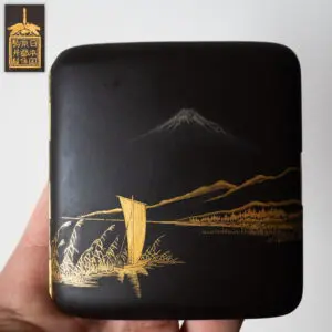 Fine Antique Japanese Meiji Damascene Cigarette Case by Komai Otojiro