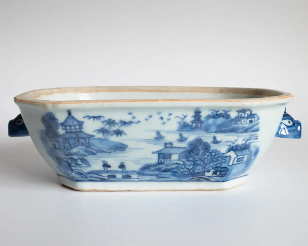 Chinese Antique 18th C Qianlong Blue White Export Porcelain Tureen 18x11.5x5 cm