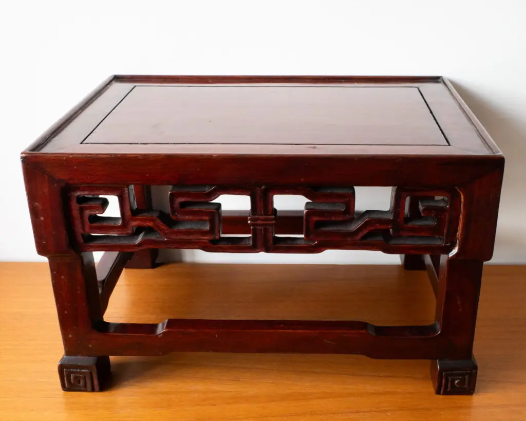 Fine Chinese Vintage Openwork Hardwood Table Display Stand For Bonsai Ceramics