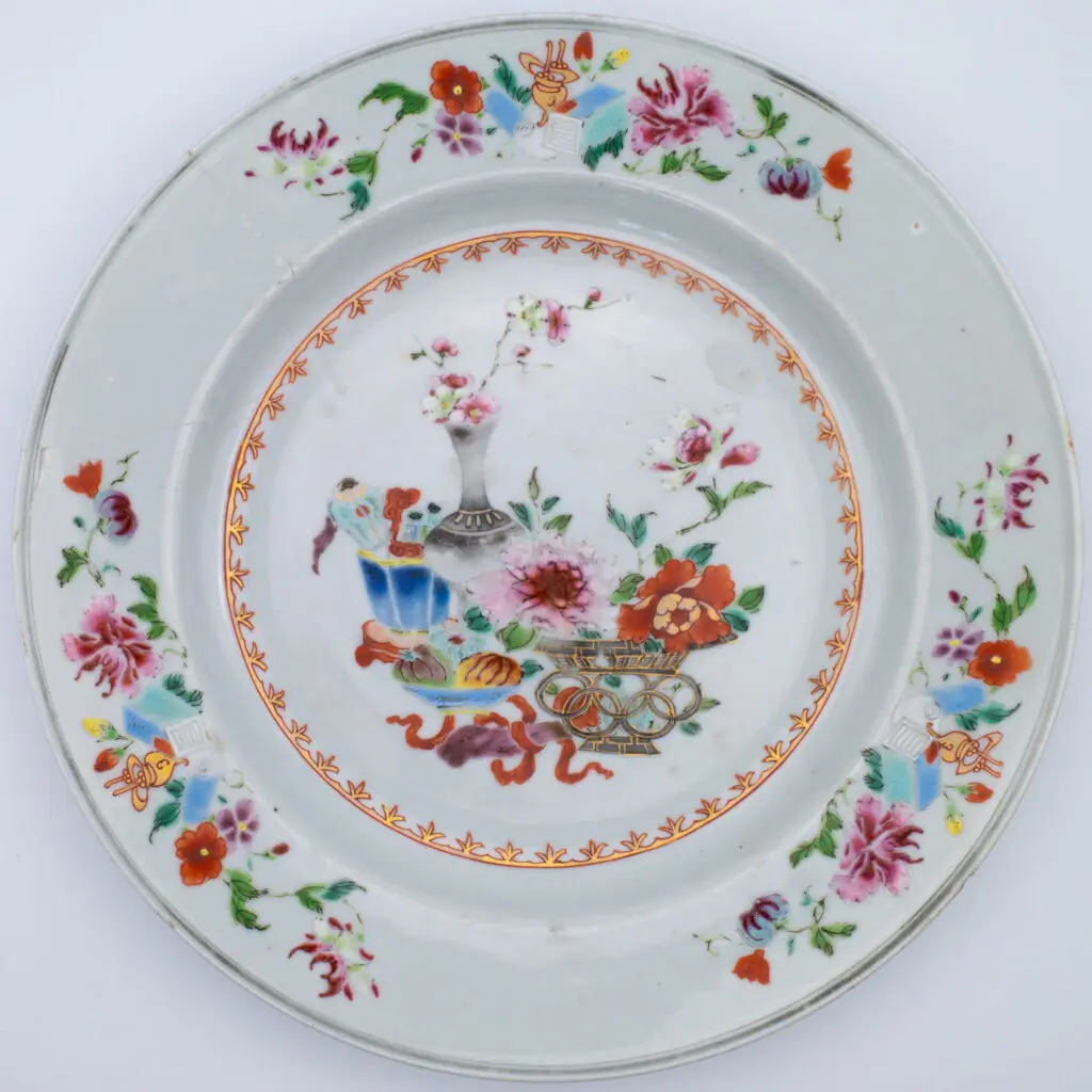 Fine Chinese Antique 18th C Qing Famille Rose Export Porcelain Dish