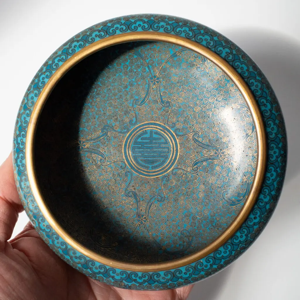 Fine Chinese Antique Republic Period Cloisonne Brush Washer Bowl with Provenance