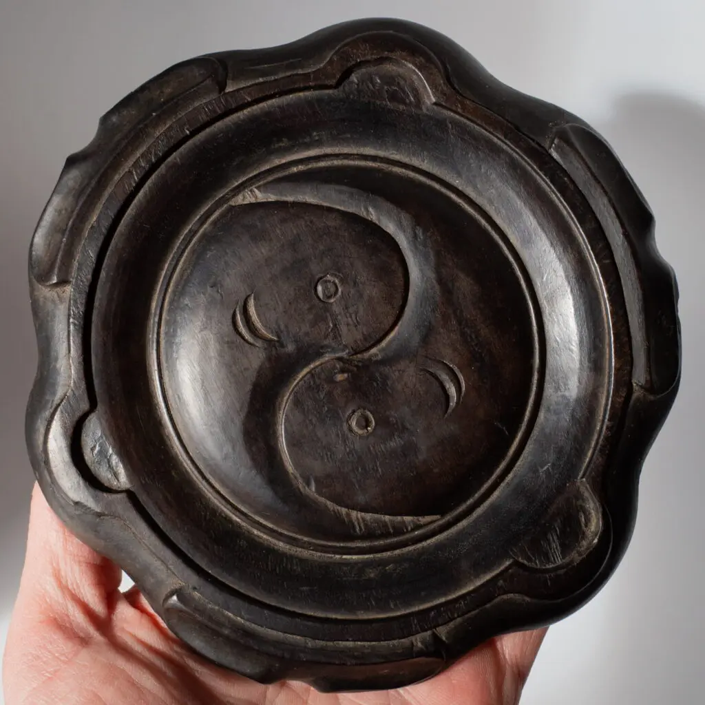 Chinese Antique Yin Yang Hardwood Stand For Tripod Incense Burner 19-20th C Qing