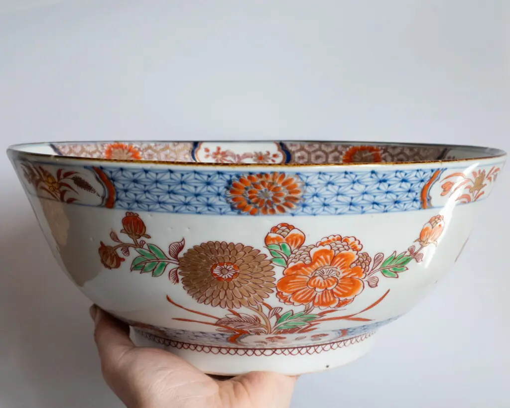 Chinese Antique 18th Century Qing Dynasty Imari Export Porcelain Punch Bowl 31cm