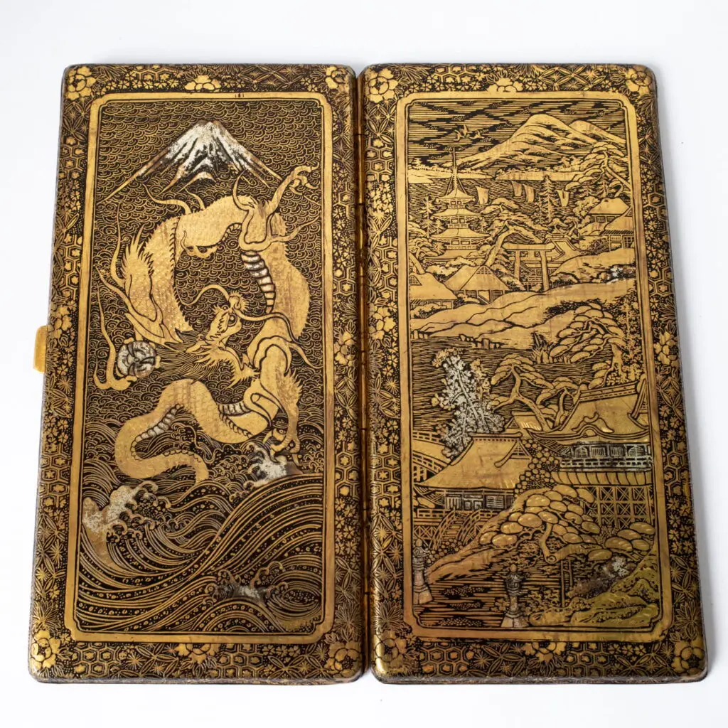 Fine Antique Japanese Meiji Komai Style Damascene Cigarette Case Early 20th C