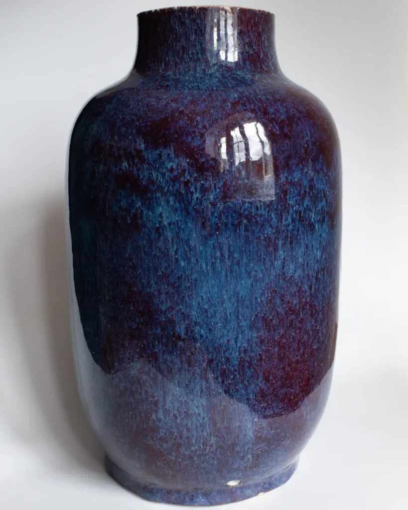 Large Chinese Antique 19th C Qing Dynasty Flambe Glazed Porcelain Vase Lamped