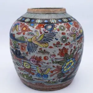 Rare Chinese Antique Clobbered Blue White Ginger Jar Qing Dynasty 19th Century