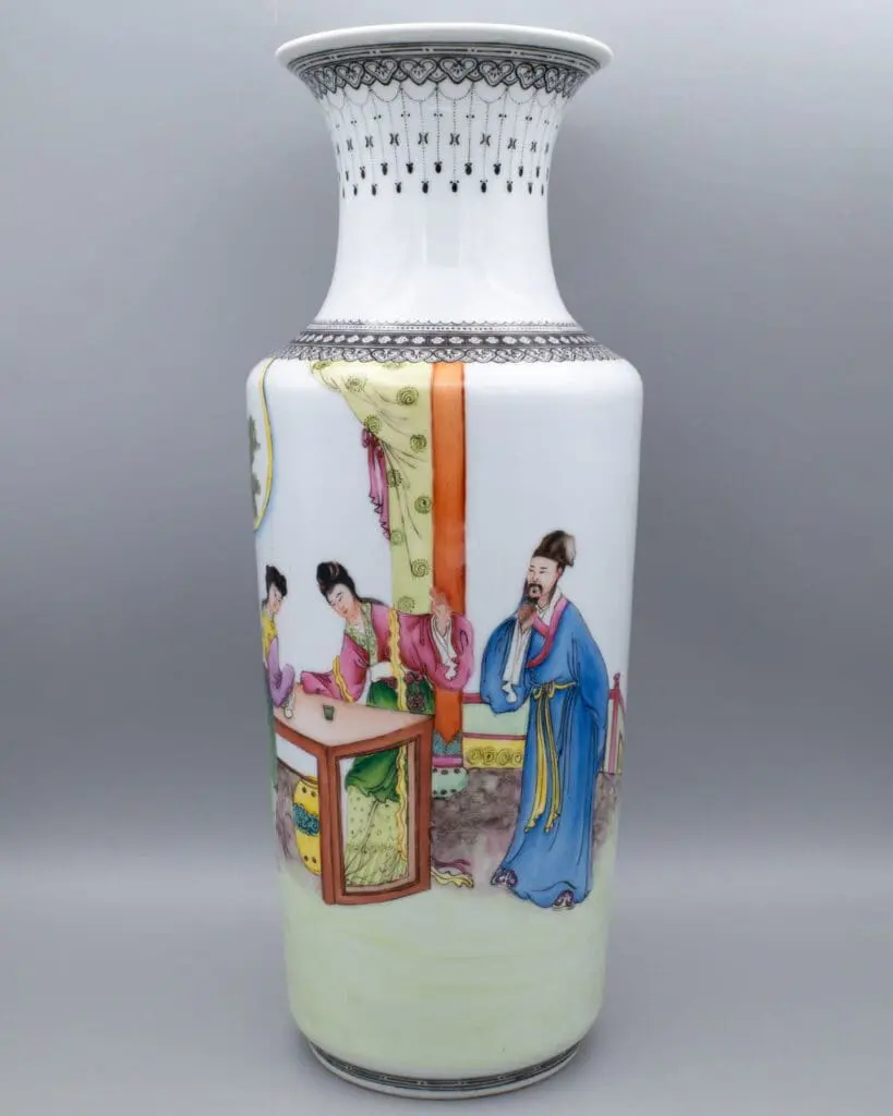Chinese Vintage Famille Rose Porcelain Vase Figures Early PRoC Mid 20th C 33.5cm
