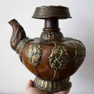 Fine Antique Tibetan Buddhist Copper and Brass Bhumpa Ritual Action Vase 19th C