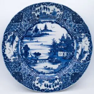 Fine Chinese Antique 18th Century Blue White Export Porcelain Charger 31cm 12.2"