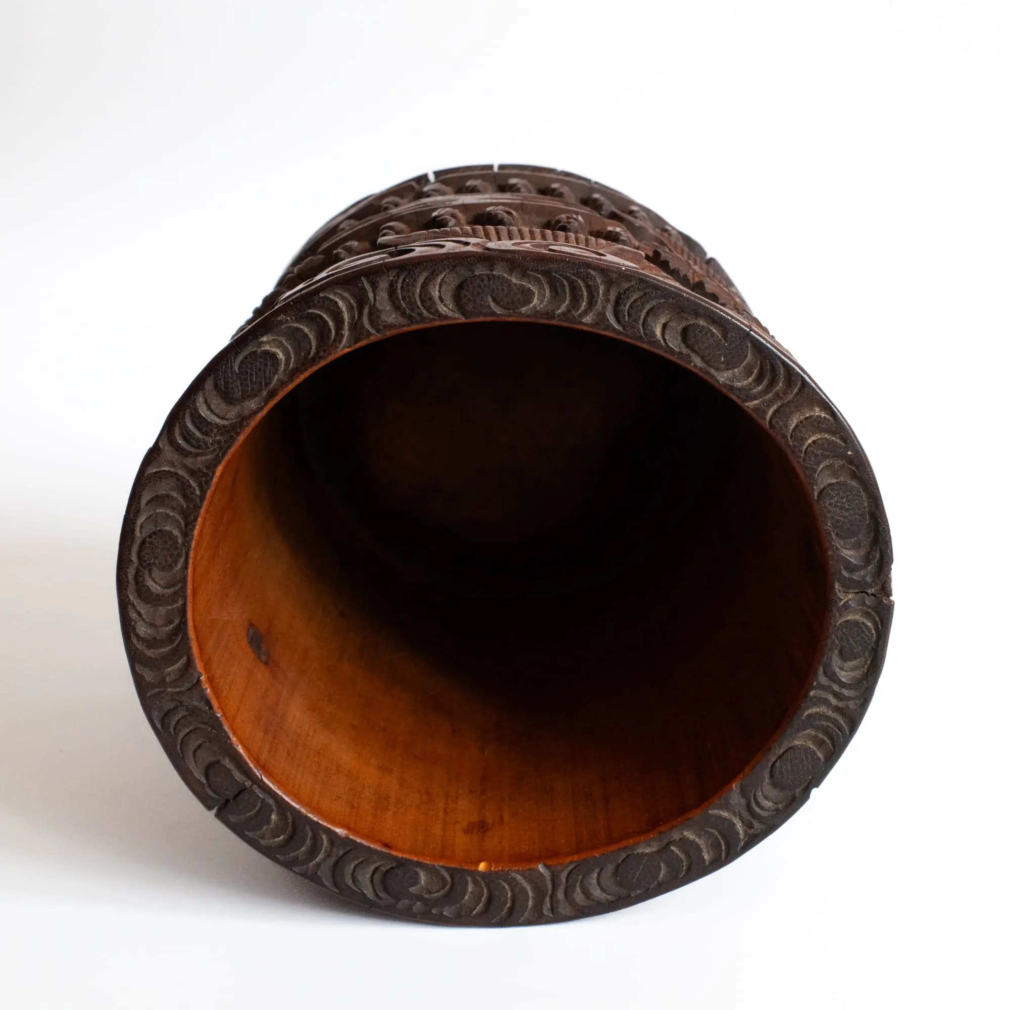 Chinese Antique Relief Decorated Bamboo Bitong Brush Pot 19th-20th C