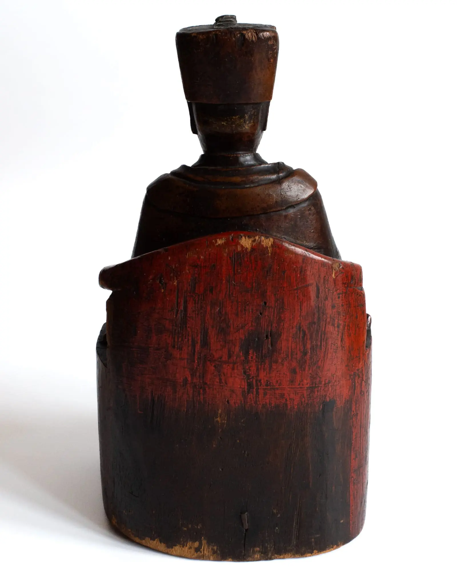 Chinese Antique Qing Wood Statue Shrine Figure of Seated Immortal or Dignitary