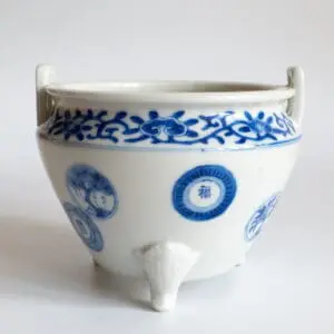 Fine Antique Japanese Blue White Hirado Porcelain Koro Incense Burner Meiji Era