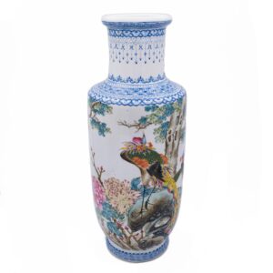 A Chinese Republic Period Famille Rose Vase With Poetic Couplet by Emperor Qianlong