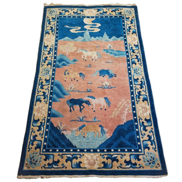 Antique Chinese Pictorial Baotou Wool Rug. 158x96cm