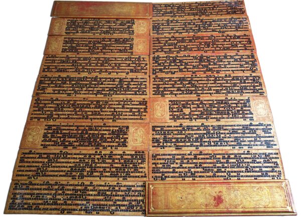Burmese Lacquer & Gilt Buddhist Kammavaca Manuscript in Pali. Late 19th Century